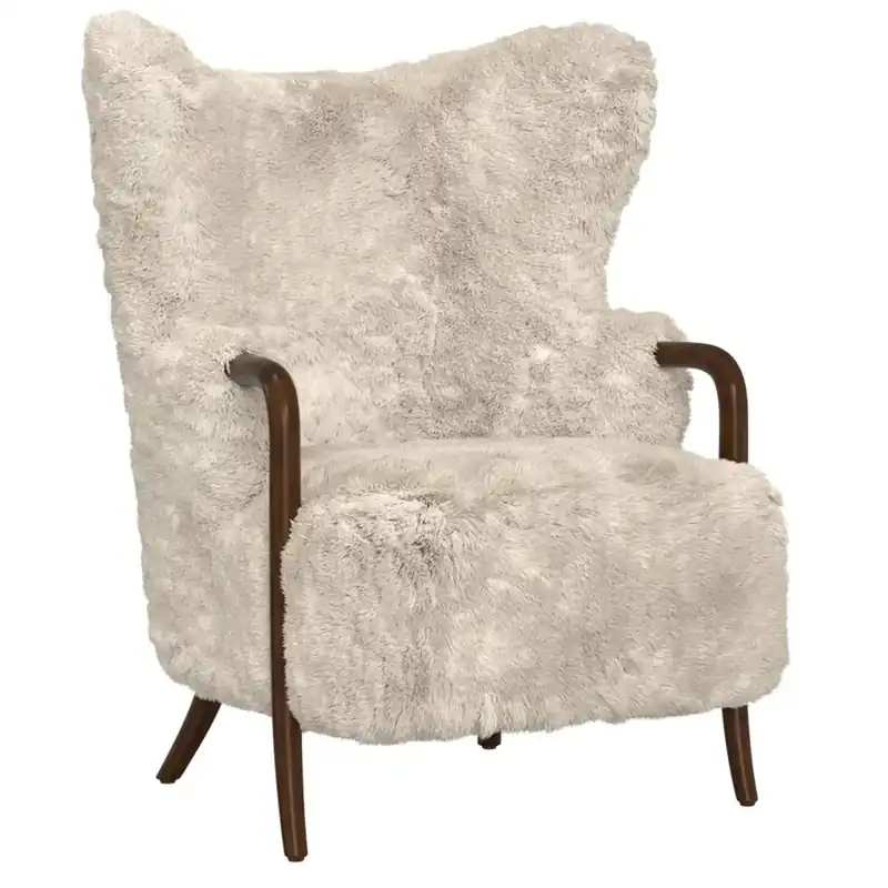 Emerald Home Micah Accent Chair in Cream Faux Fur