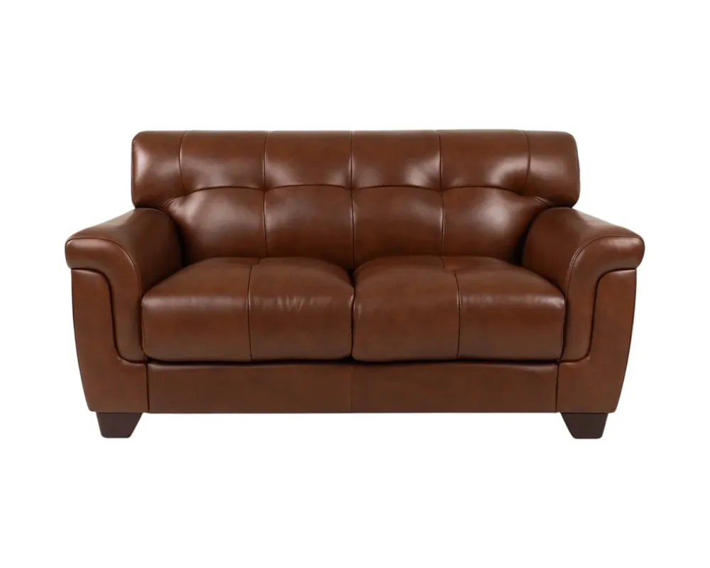 Hydeline Marylyn Leather Loveseat in Brandy