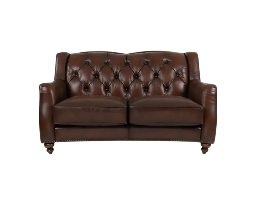 Hydeline Hampton Leather Loveseat in Brown