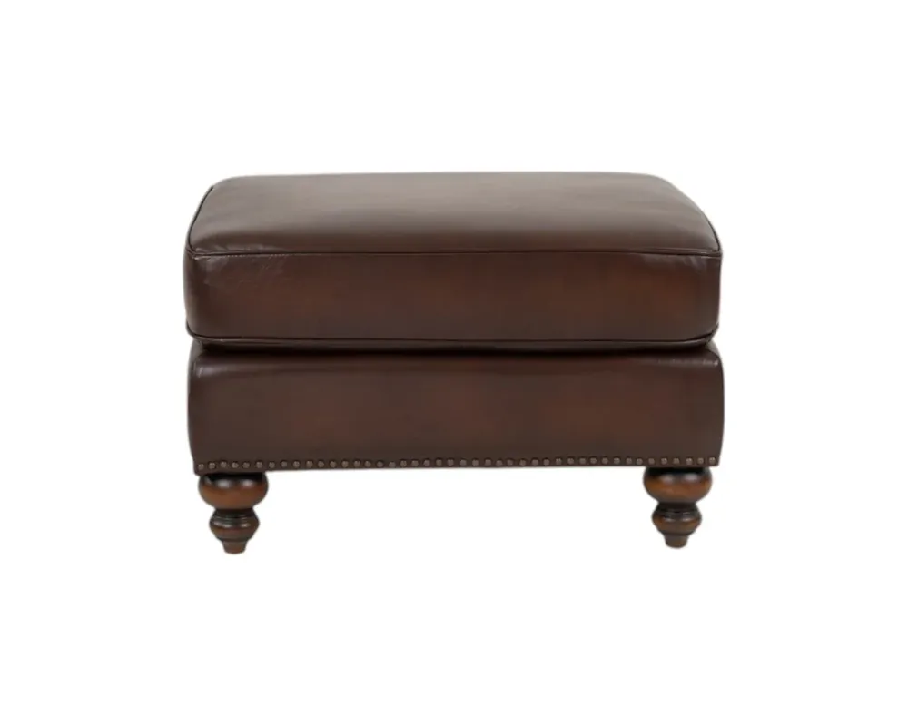 Hydeline Hampton Leather Ottoman in Brown