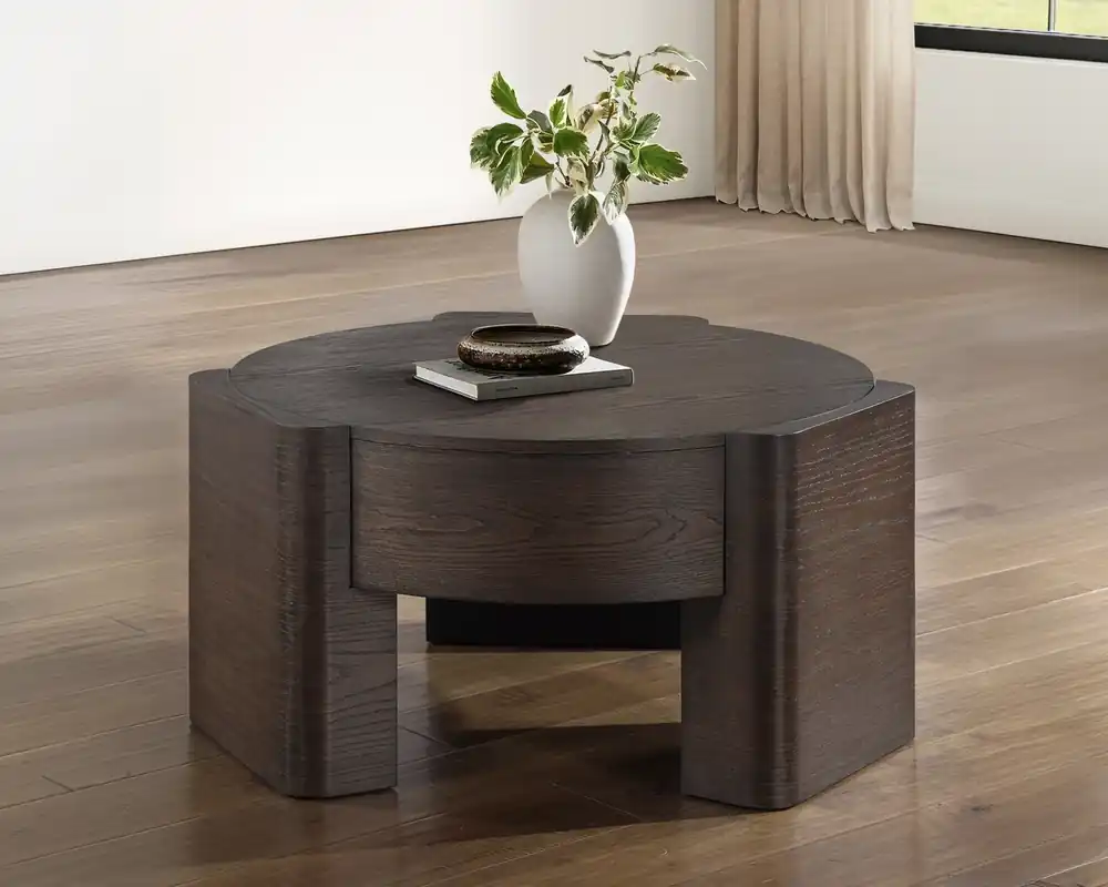 Steve Silver Salina Round Coffee Table with Casters in Espresso