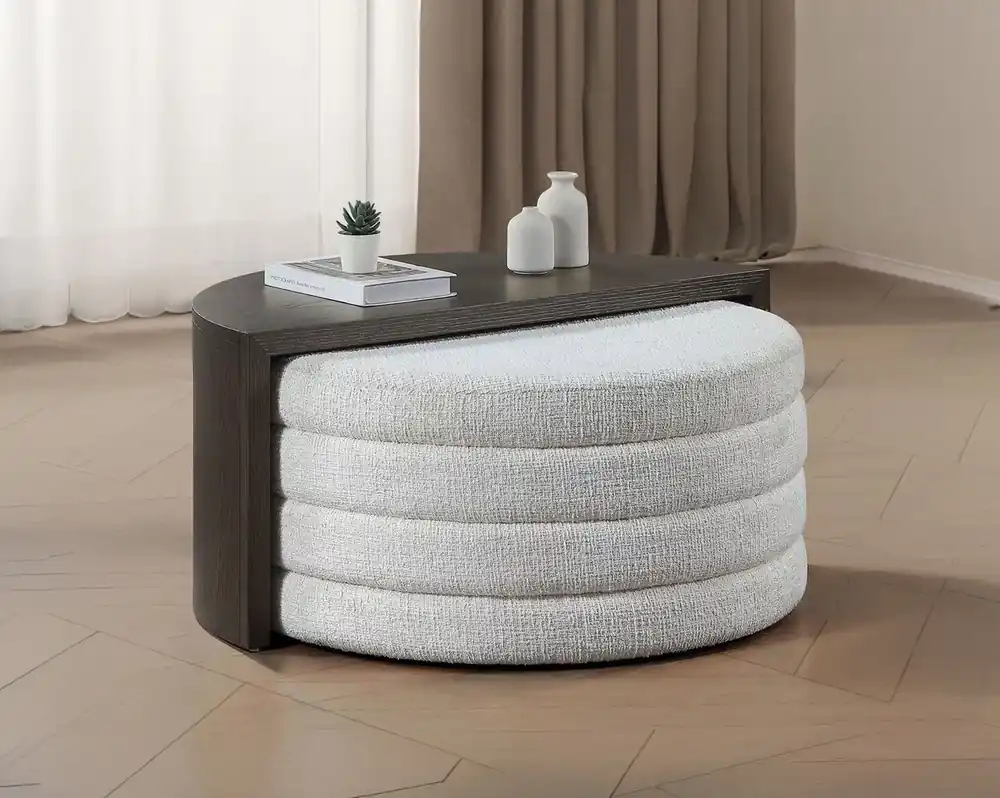 Steve Silver Florence Nesting Cocktail Table with Castered Ottoman in Black