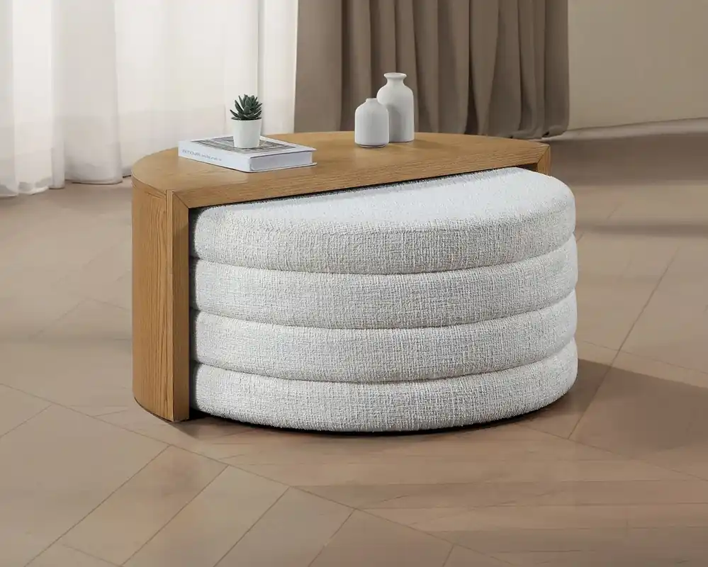 Steve Silver Florence Nesting Cocktail Table with Castered Ottoman in Sand