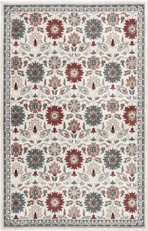 Central Oriental Rooted Flora Rug in Champagne/Multi - 5 x 8