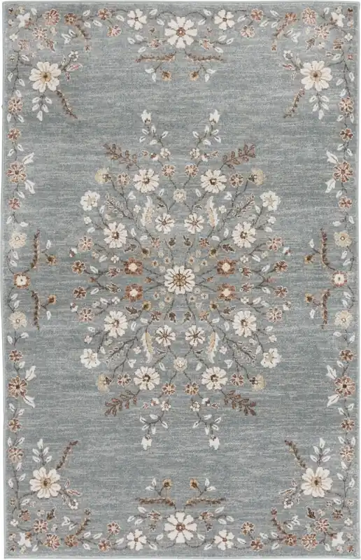 Central Oriental Tupelo Farrah Rug in Seamist Salt - 5 x 8