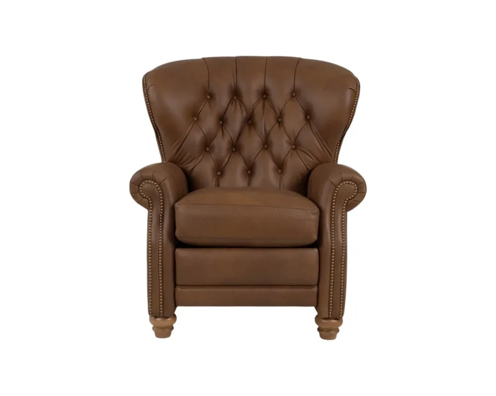 Smith Brothers 522 Collection Leather Pressback Recliner in Cocoa Brown