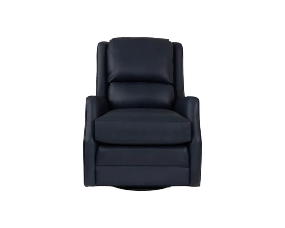 Smith Brothers 521 Collection Leather Swivel Glider Chair in Navy Blue