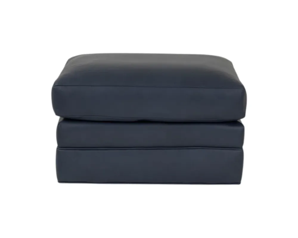 Smith Brothers 521 Collection Leather Ottoman with Casters in Navy Blue
