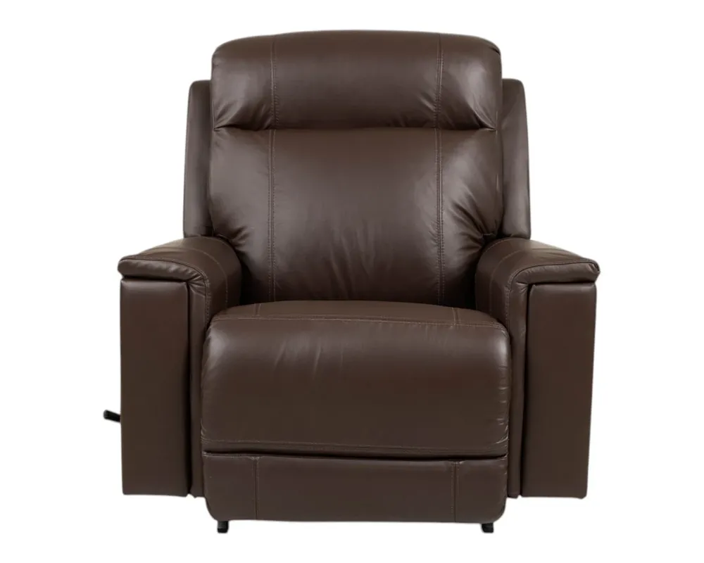 La-Z-Boy Ace Leather Rocker Recliner with Hidden Cupholders in Chocolate