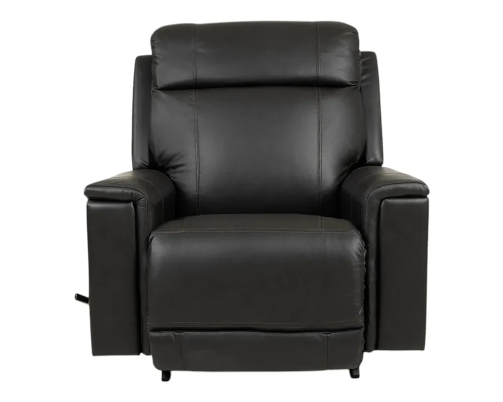 La-Z-Boy Ace Leather Rocker Recliner with Hidden Cupholders in Slate