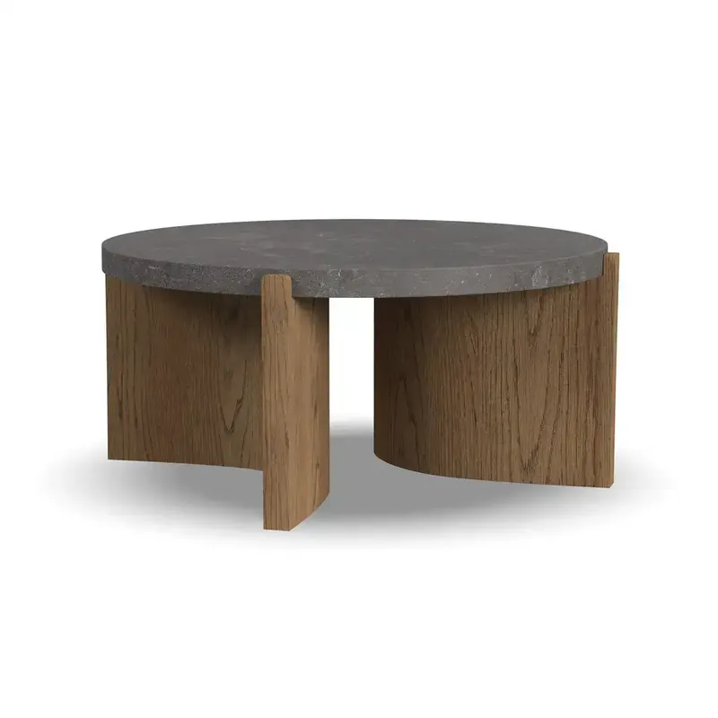 Flexsteel Eclipse Round Coffee Table with Blue Stone Top