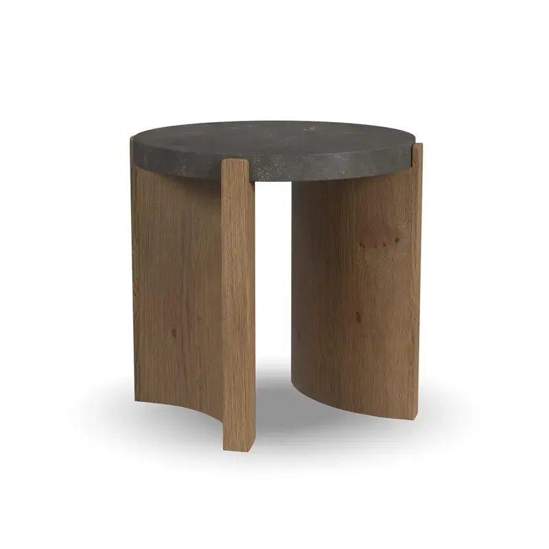 Flexsteel Eclipse Round End Table with Blue Stone Top