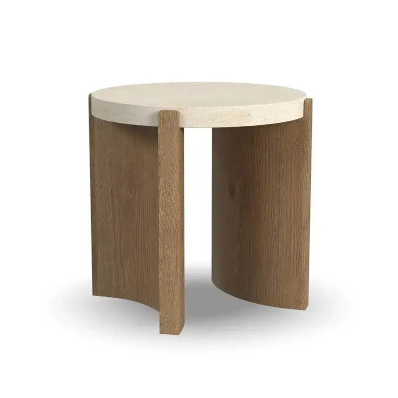 Flexsteel Eclipse Round End Table with Travertine Top