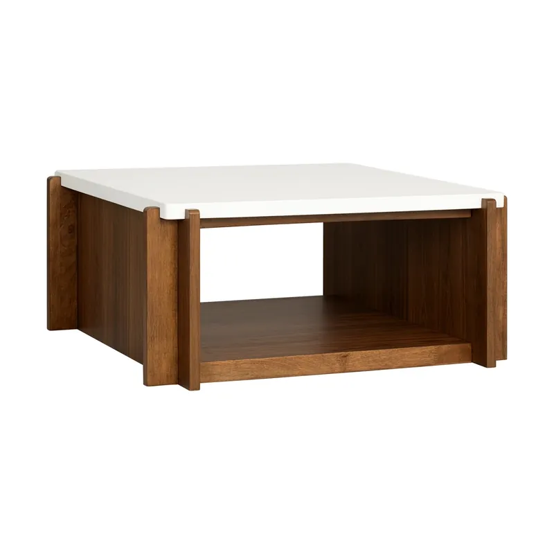 Flexsteel Lincoln Square Coffee Table with Faux Stone Top and Casters