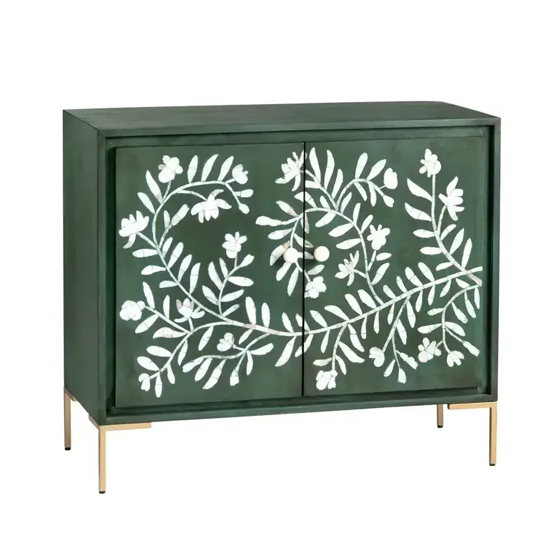Crestview Collection Flourish 2-Door Accent Cabinet in Green