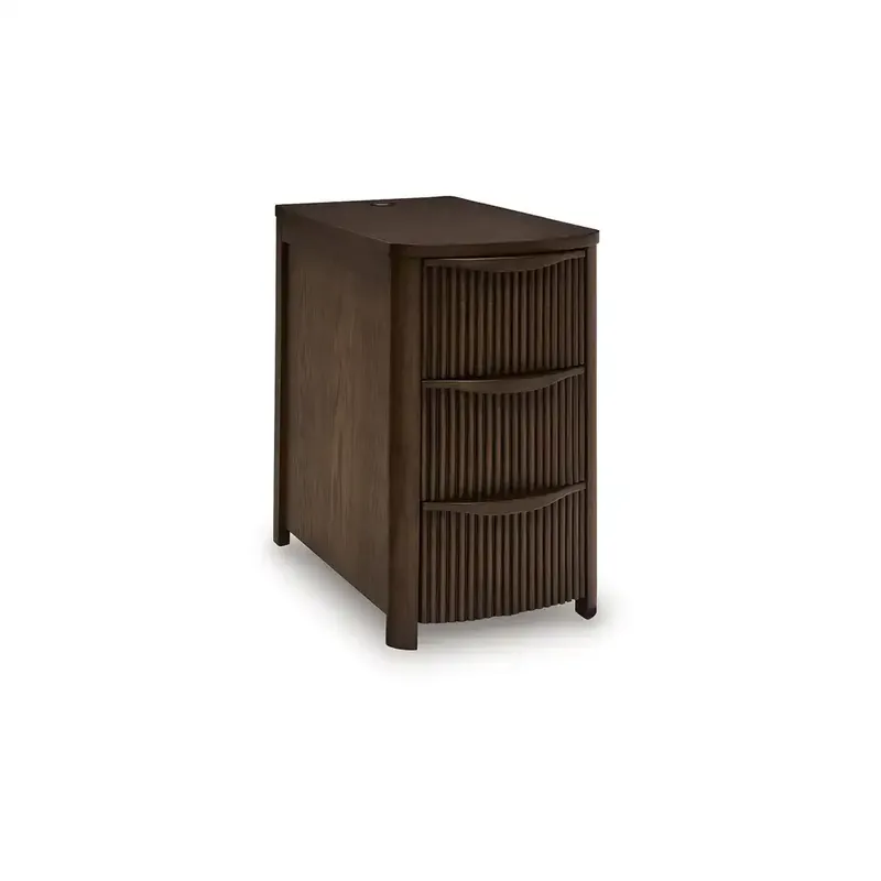 Ashley Camdill Chairside End Table with USB Ports in Dark Brown