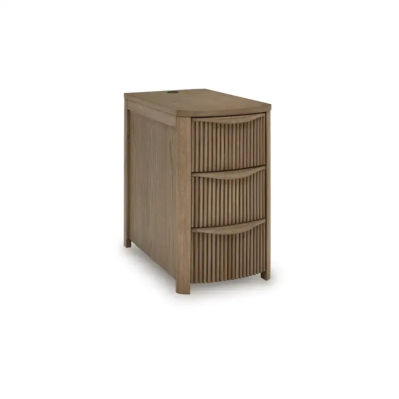 Ashley Camdill Chairside End Table with USB Ports in Light Brown