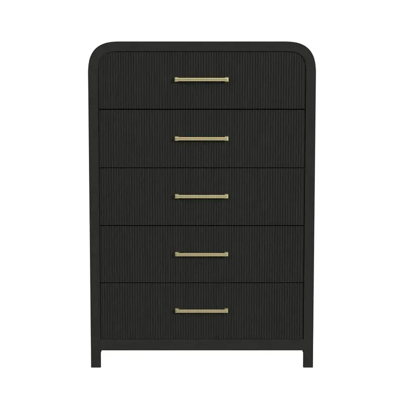 Elements Int'l Ridgemont 5-Drawer Chest in Black