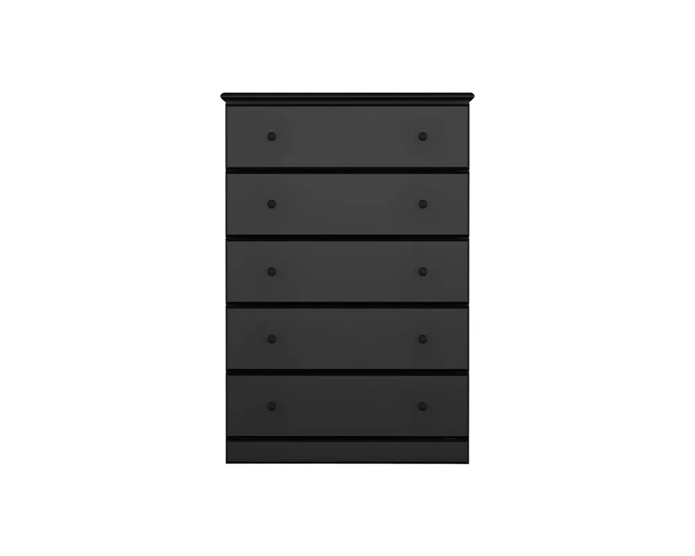 Perdue Furniture Essentials 5-Drawer Chest in Black - 32-Inch