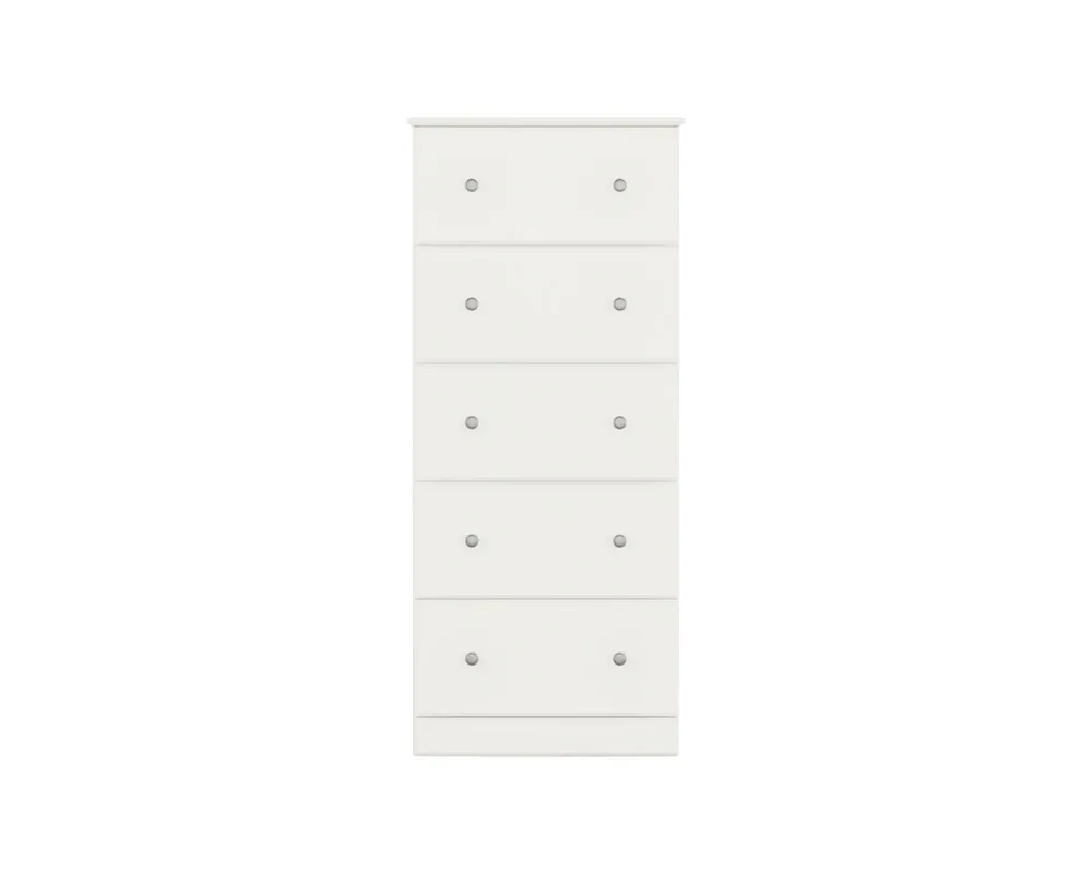Perdue Furniture Essentials 5-Drawer Chest in Rockport White - 23-Inch