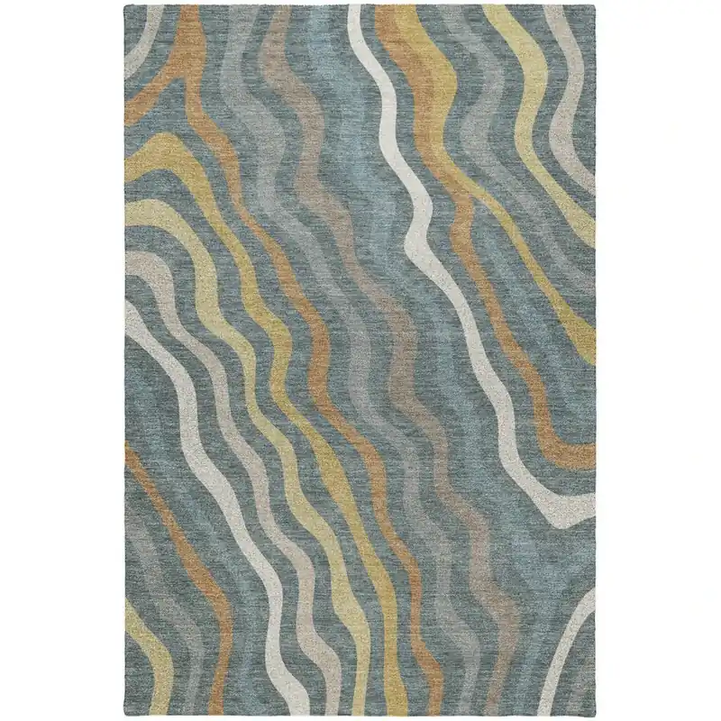 Dalyn Kenner Rug in Teal - 6.6 x 9.6