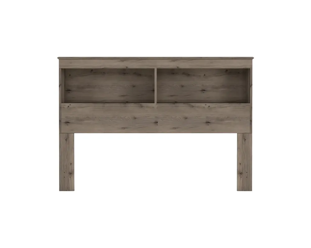 Perdue Furniture Essentials Divided Bookcase Headboard in Weathered Gray Ash - Full/Queen