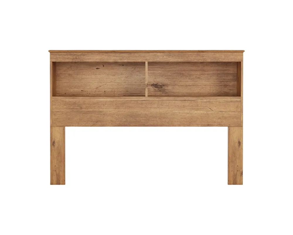 Perdue Furniture Essentials Divided Bookcase Headboard in Saratoga Pine - Full/Queen