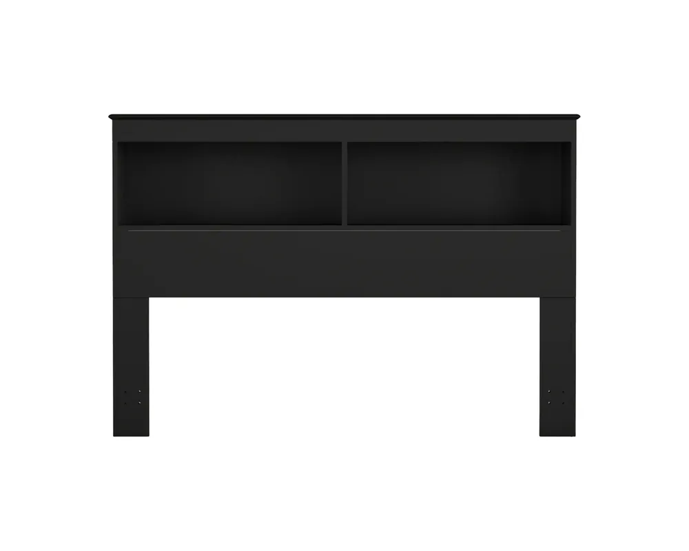 Perdue Furniture Essentials Divided Bookcase Headboard in Black - Full/Queen
