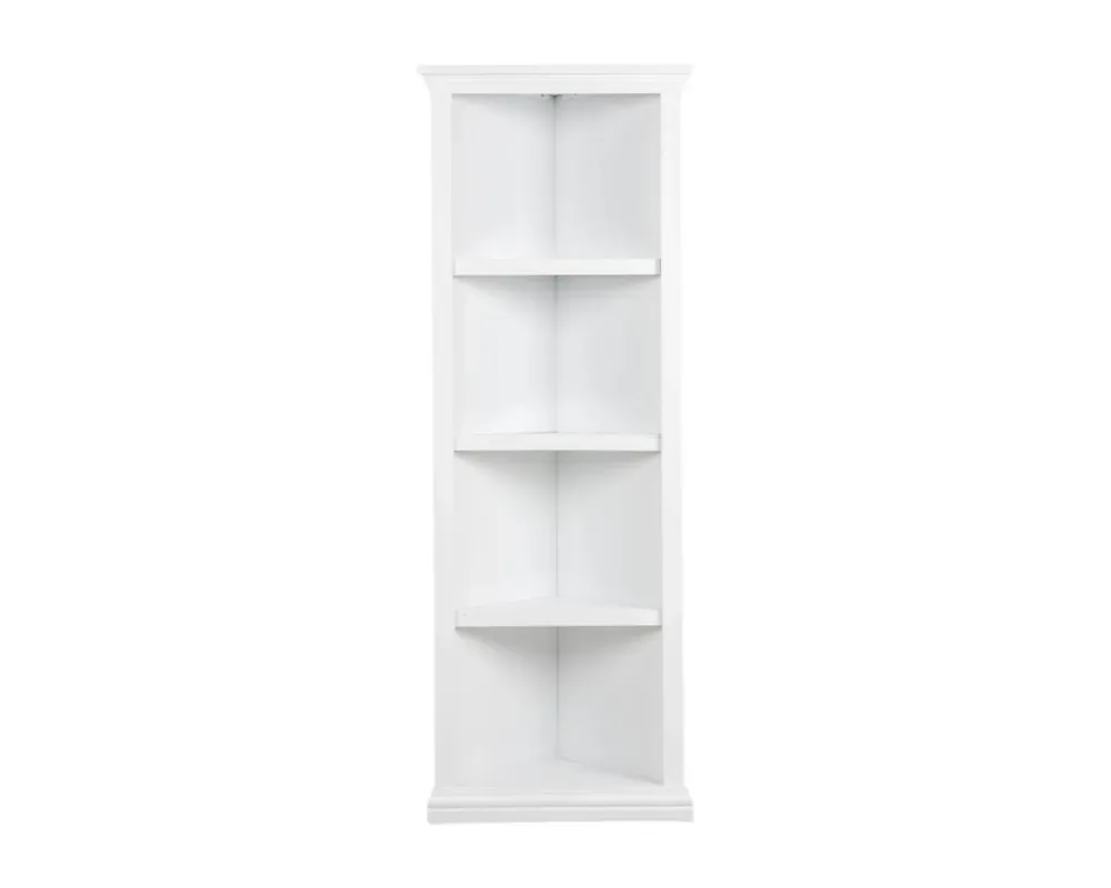 Fenix Furniture Corner Bookcase in White - 72-Inch