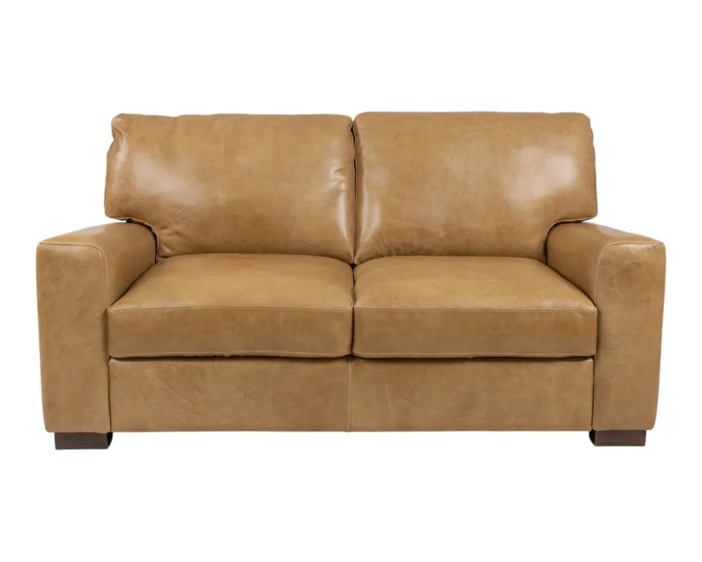 Soft Line America 8016 Leather Loveseat in Saddle Brown