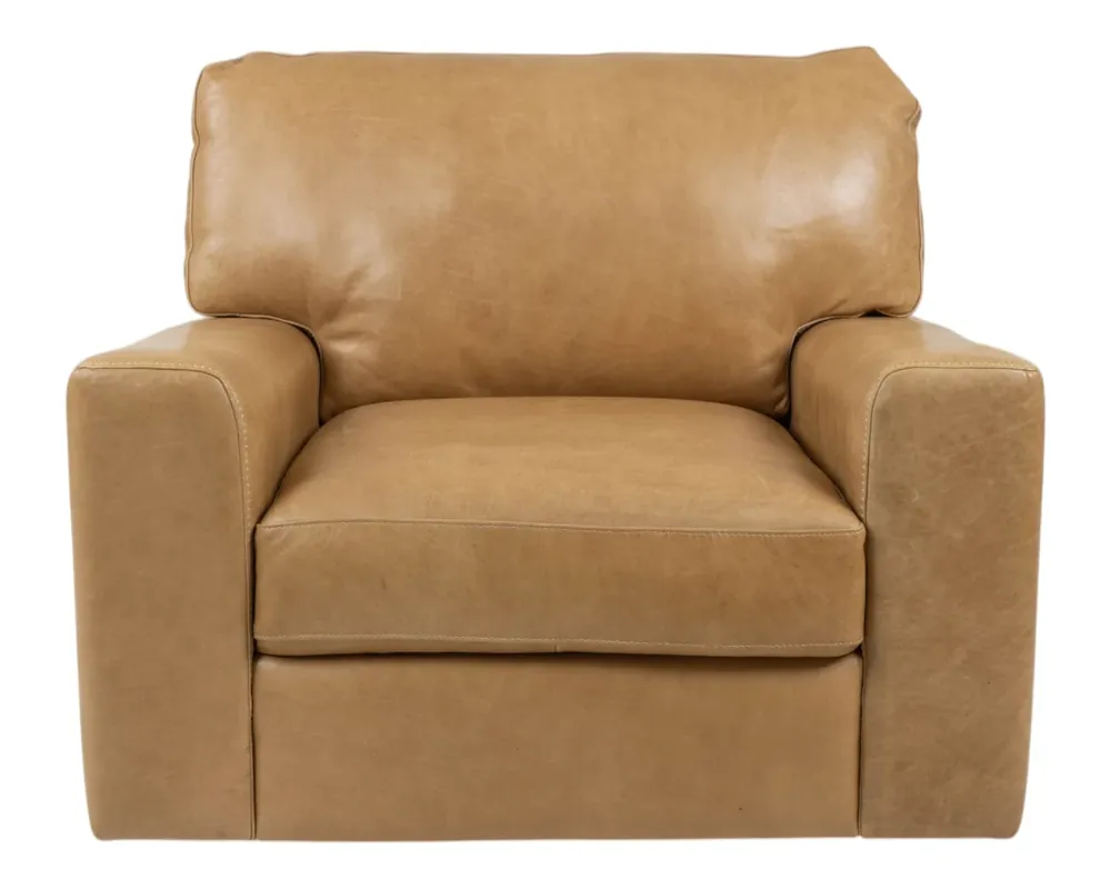 Soft Line America 8016 Leather Swivel Chair in Saddle Brown