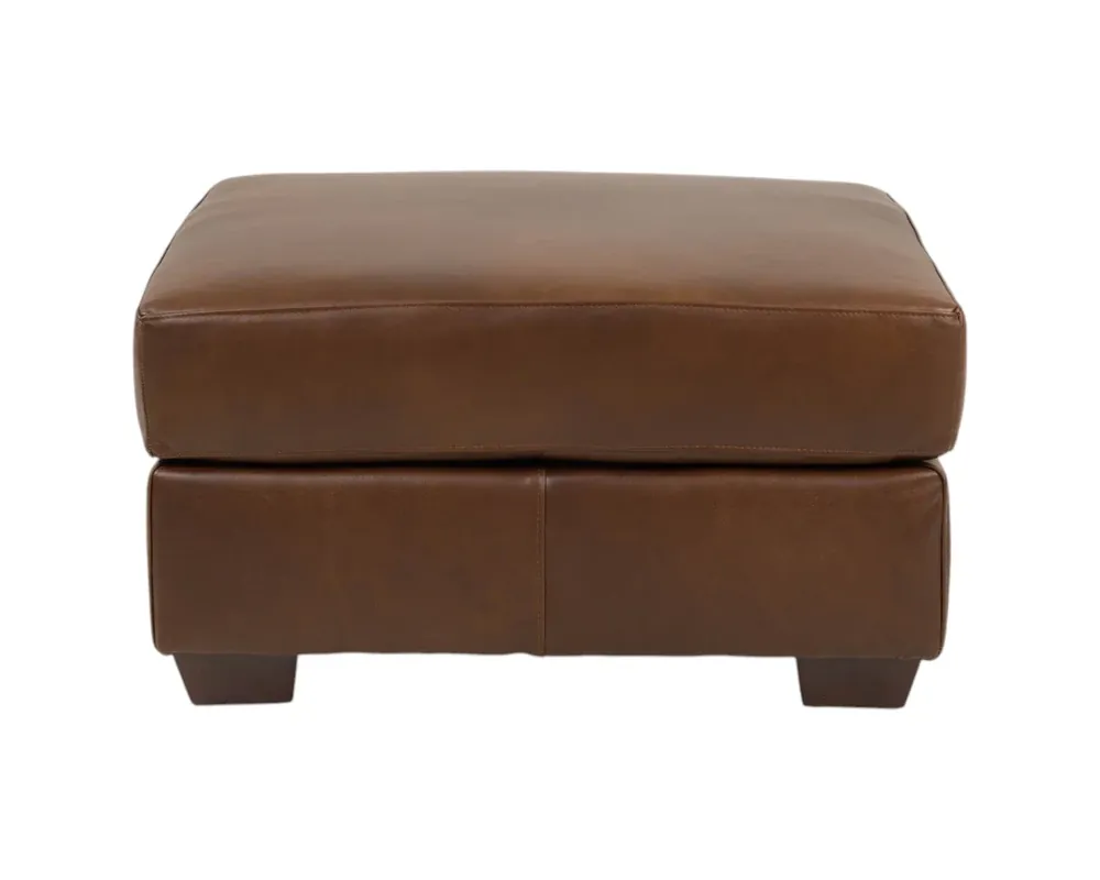 USA Leather 8850 Collection Leather Ottoman in Pancho Cashew