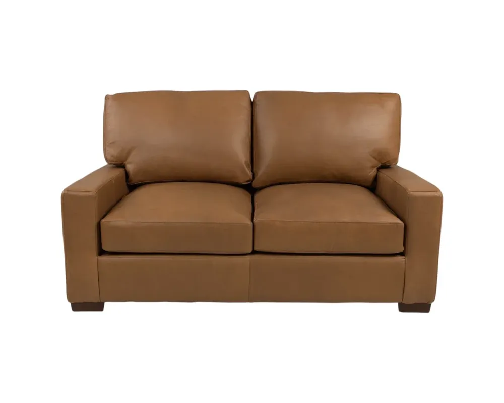 USA Leather 9950 Collection Leather Loveseat in Pancho Camel