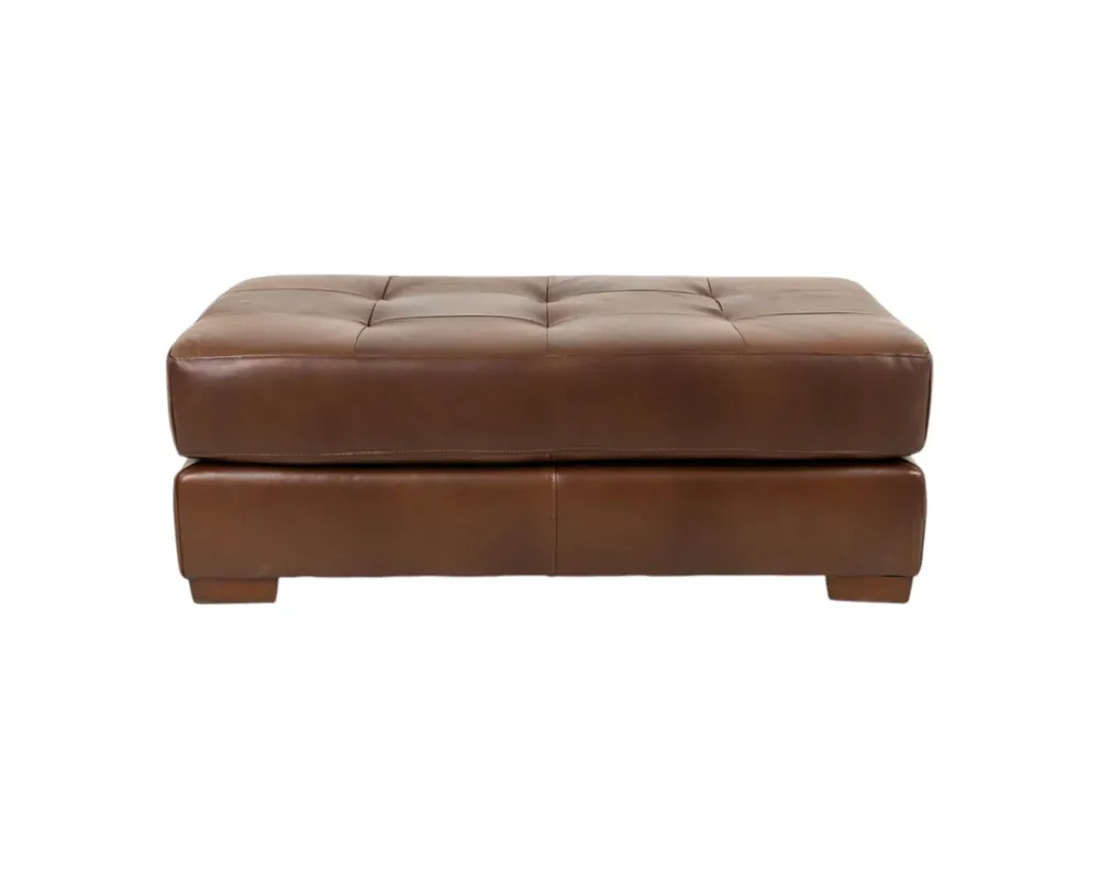 USA Leather 9940 Collection Leather Ottoman in Hickory Brown