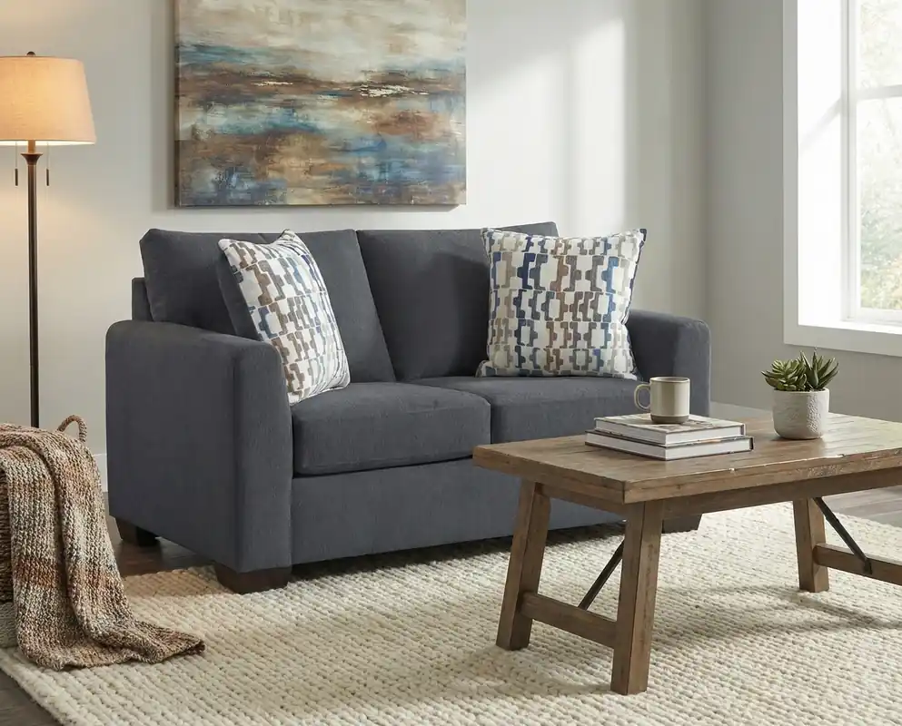 Washington Furniture Franz Loveseat in Charcoal Gray