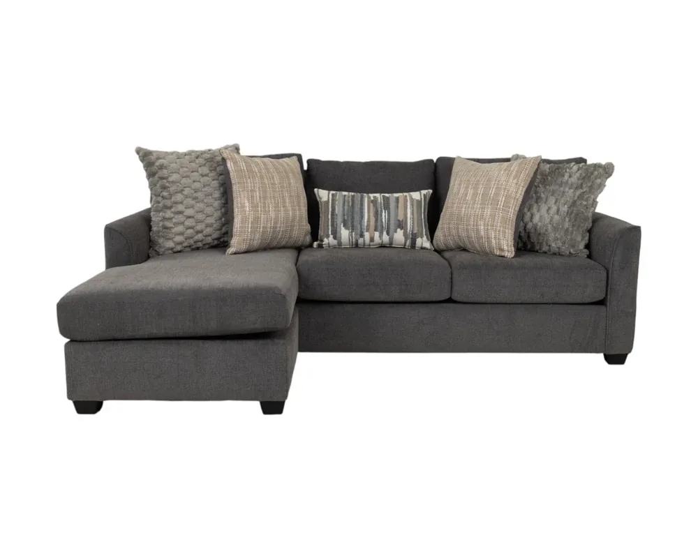 Washington Furniture Irving Sofa with Floating Chaise in Charcoal Gray