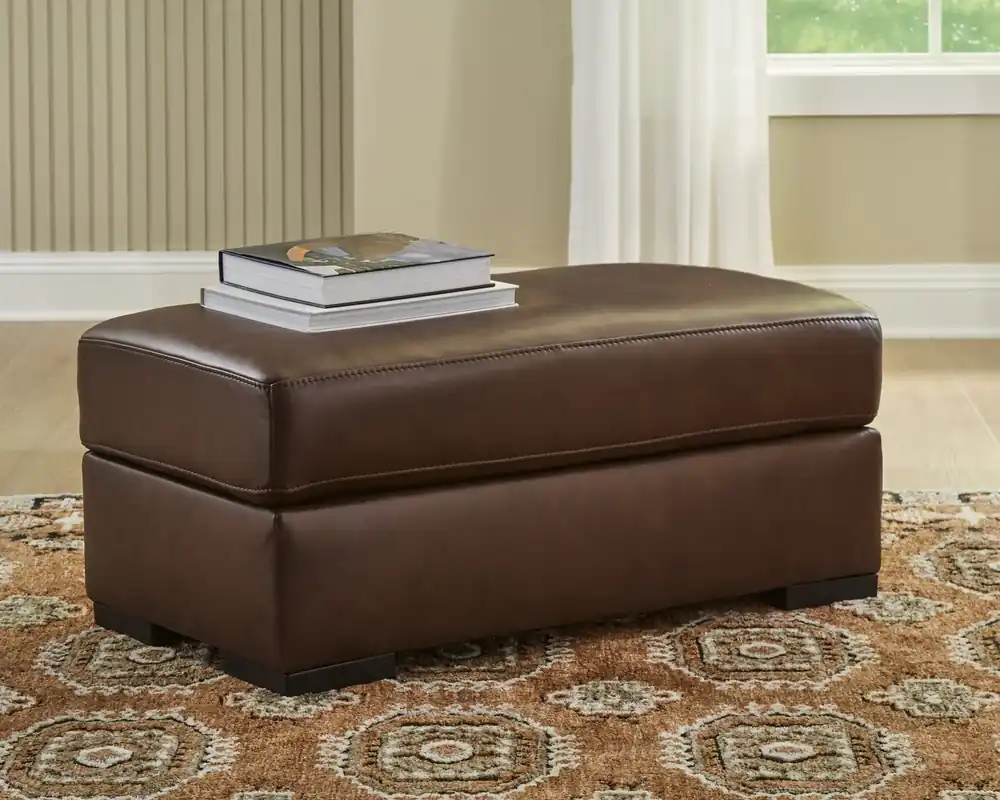 Ashley Brogliano Leather Ottoman in Canyon Brown