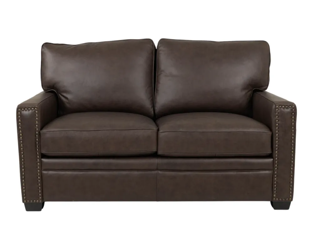Leather Italia Dalton Leather Loveseat in Chestnut Brown