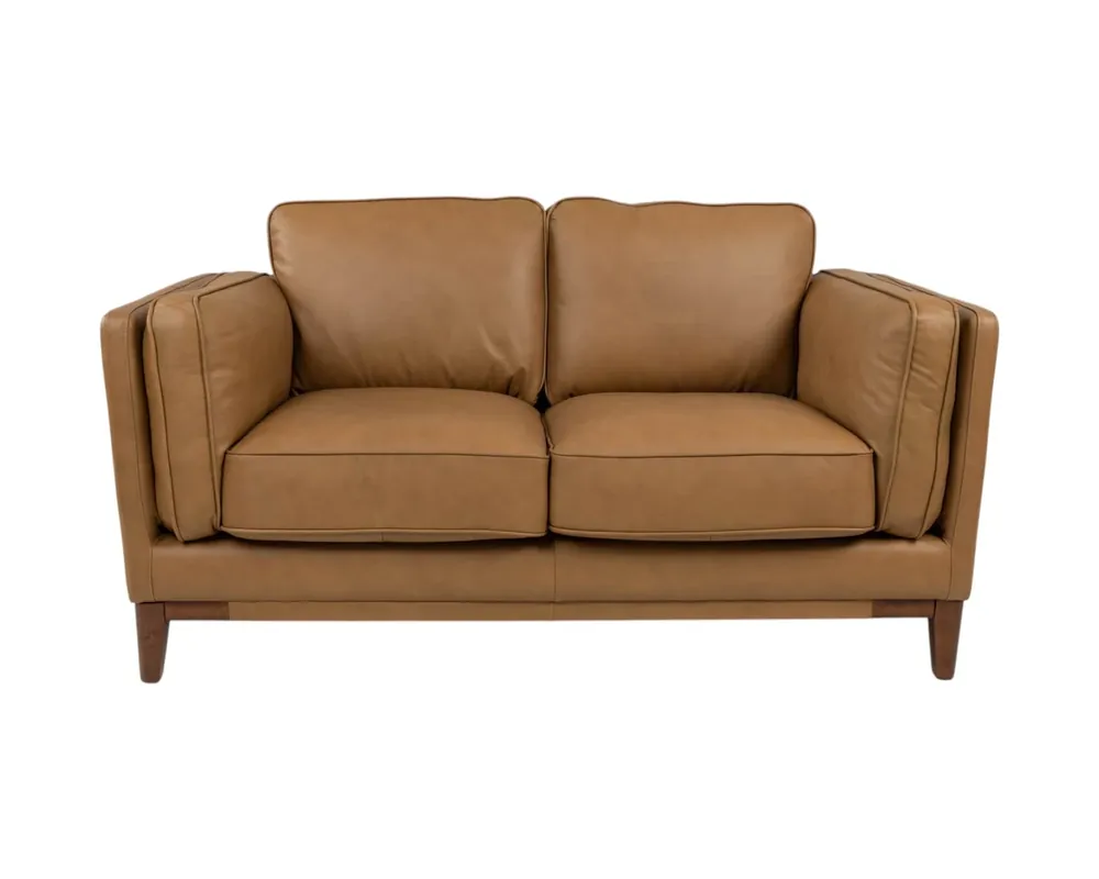 Leather Italia Pendry Leather Loveseat in Carmel Saddle