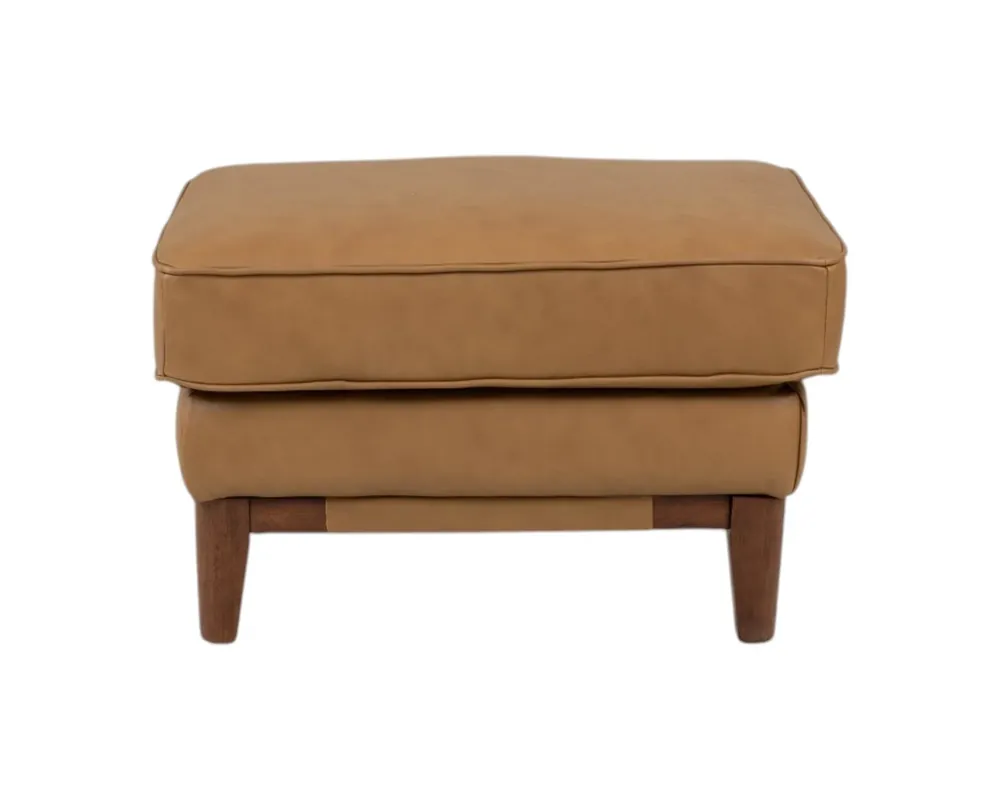 Leather Italia Pendry Leather Ottoman in Carmel Saddle