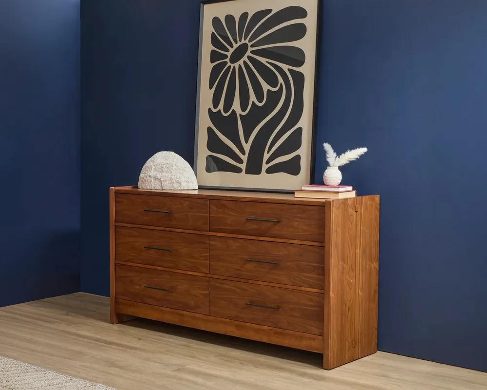 Flexsteel Lincoln 6-Drawer Dresser in Warm Walnut