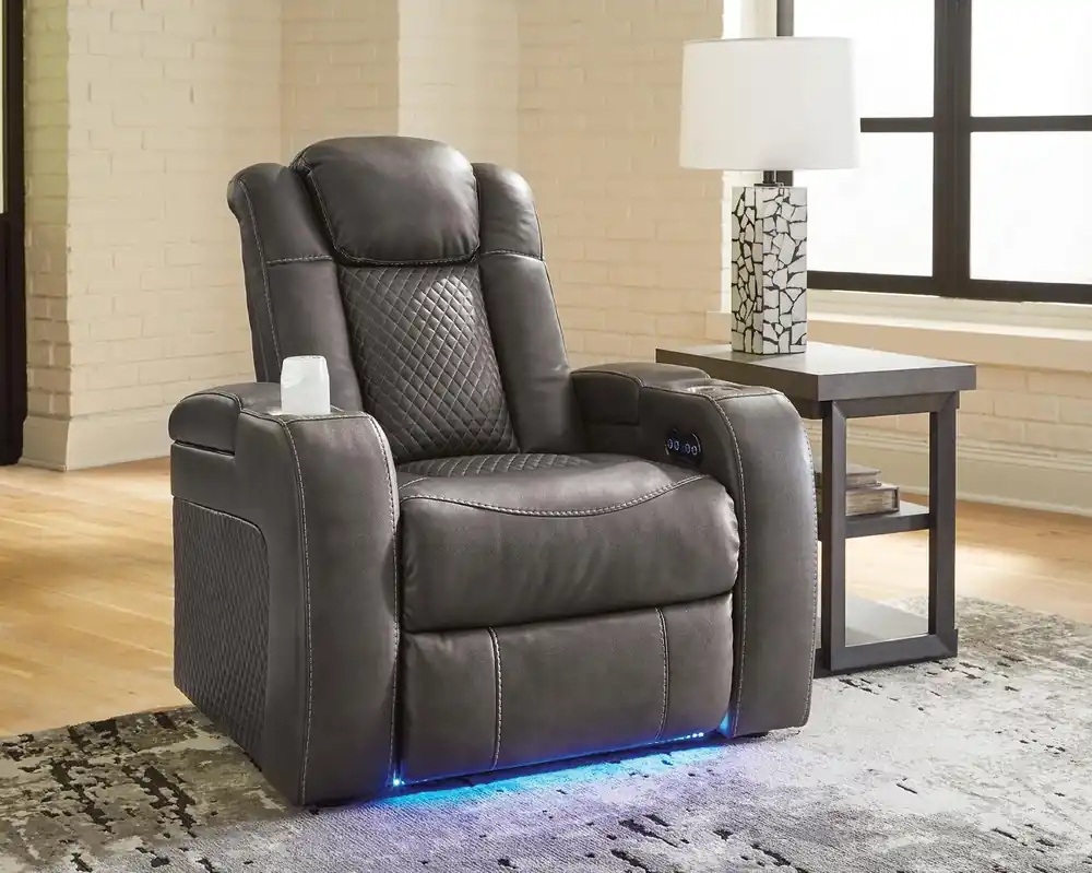 Ashley Fyne-Dyme Power Recliner with LED Lighting in Shadow