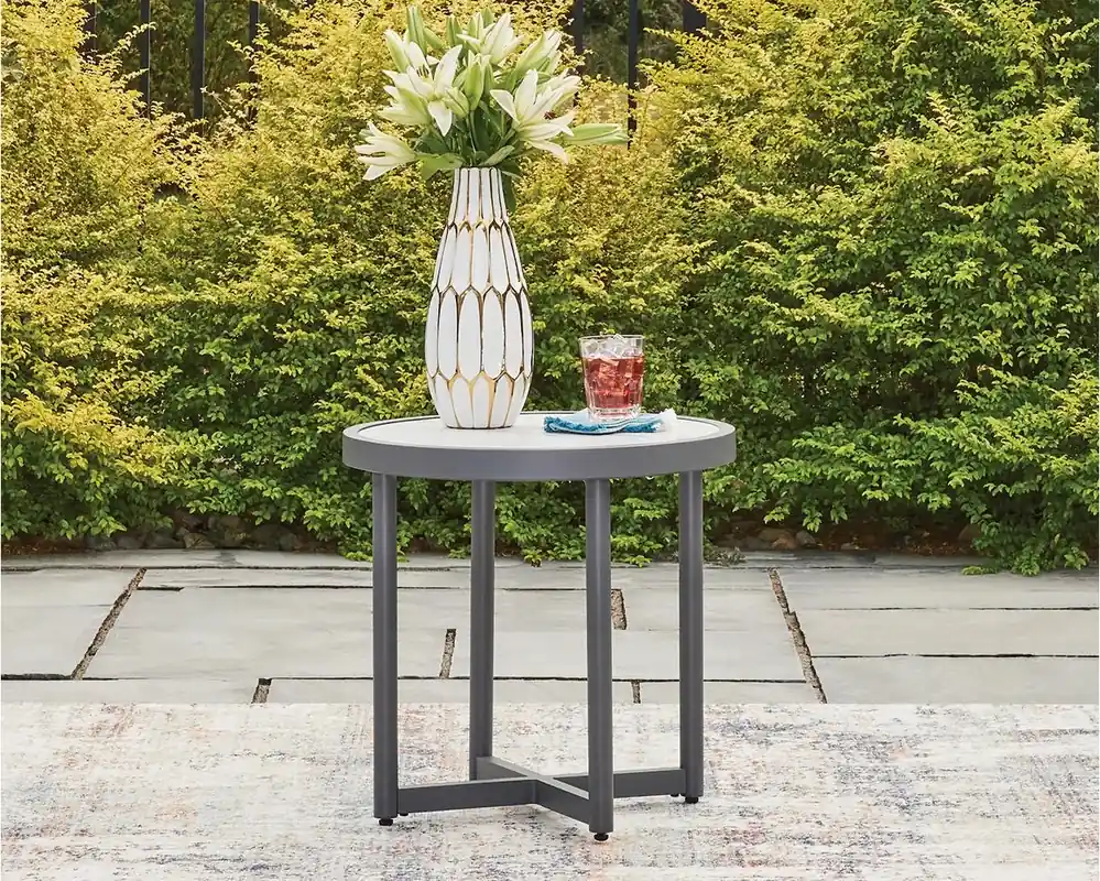 Ashley Ocean Beach Round Outdoor End Table