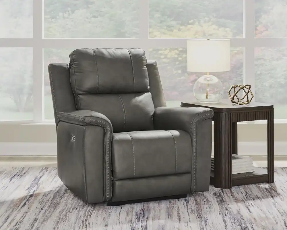 Ashley Bleckley Leather Power Recliner in Anchor