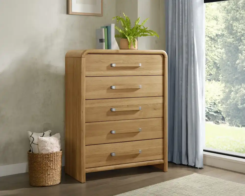 Emerald Home Chaffee 5-Drawer Chest in Natural
