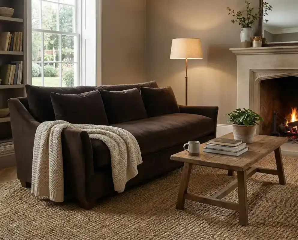 Rowe Furniture Moreau Velvet Sofa in Bark