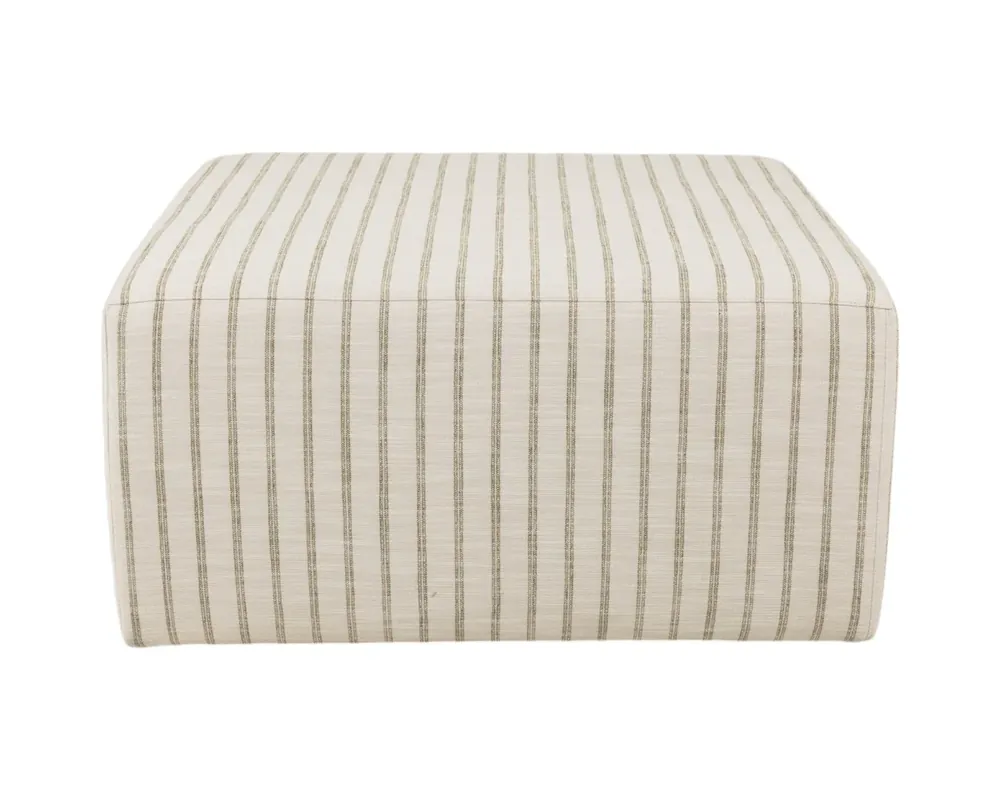 Smith Brothers 2310 Collection Striped Ottoman in Olive Green