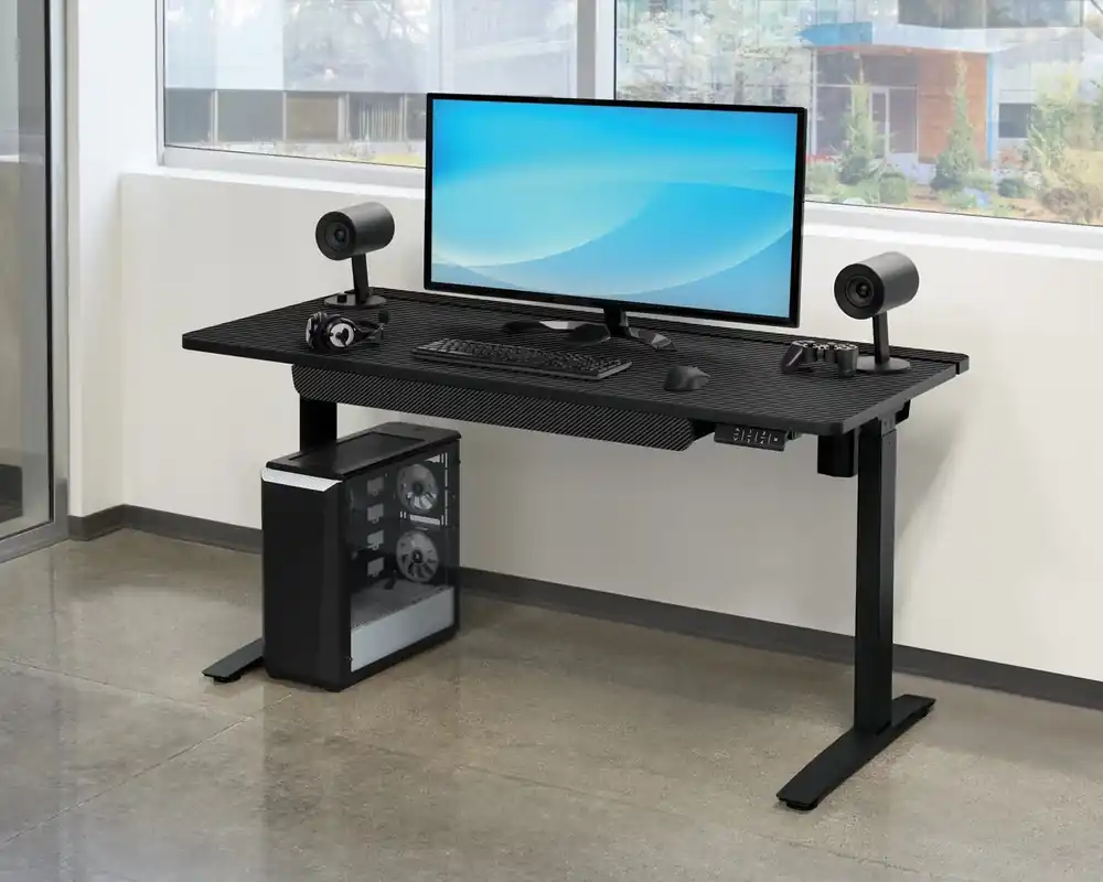 Officestar Products Kilo Electric Battlestation Sit/Stand Gaming Desk in Black