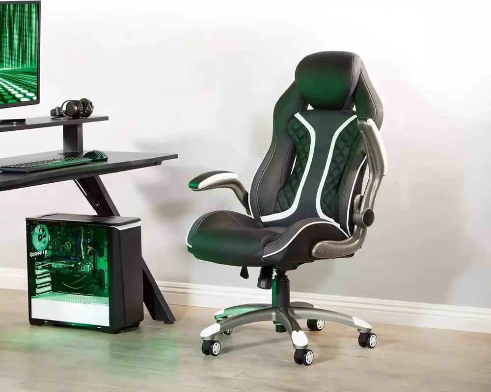 Officestar Products Xplorer 51 Gaming Chair in Black/White