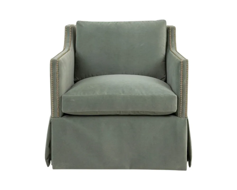 Bernhardt Delaney Swivel Chair in Green